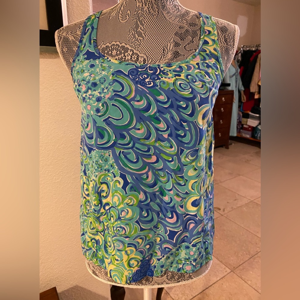 Lilly Pulitzer Aerial Tank in Lilly's Lagoon 100% silk